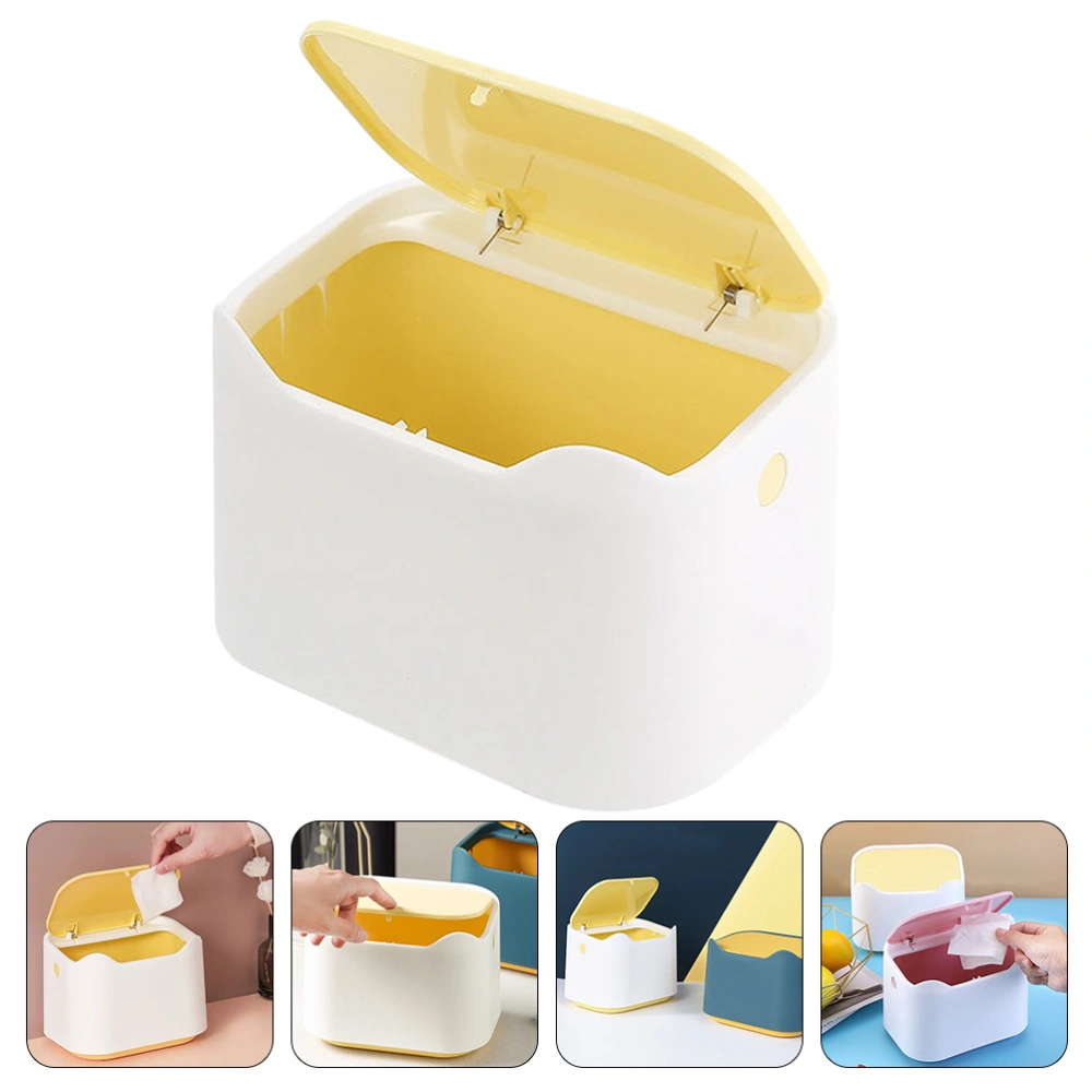 Desktop Garbage Bucket Press Type Trash Container Small Waste Bucket Plastic Trash Can