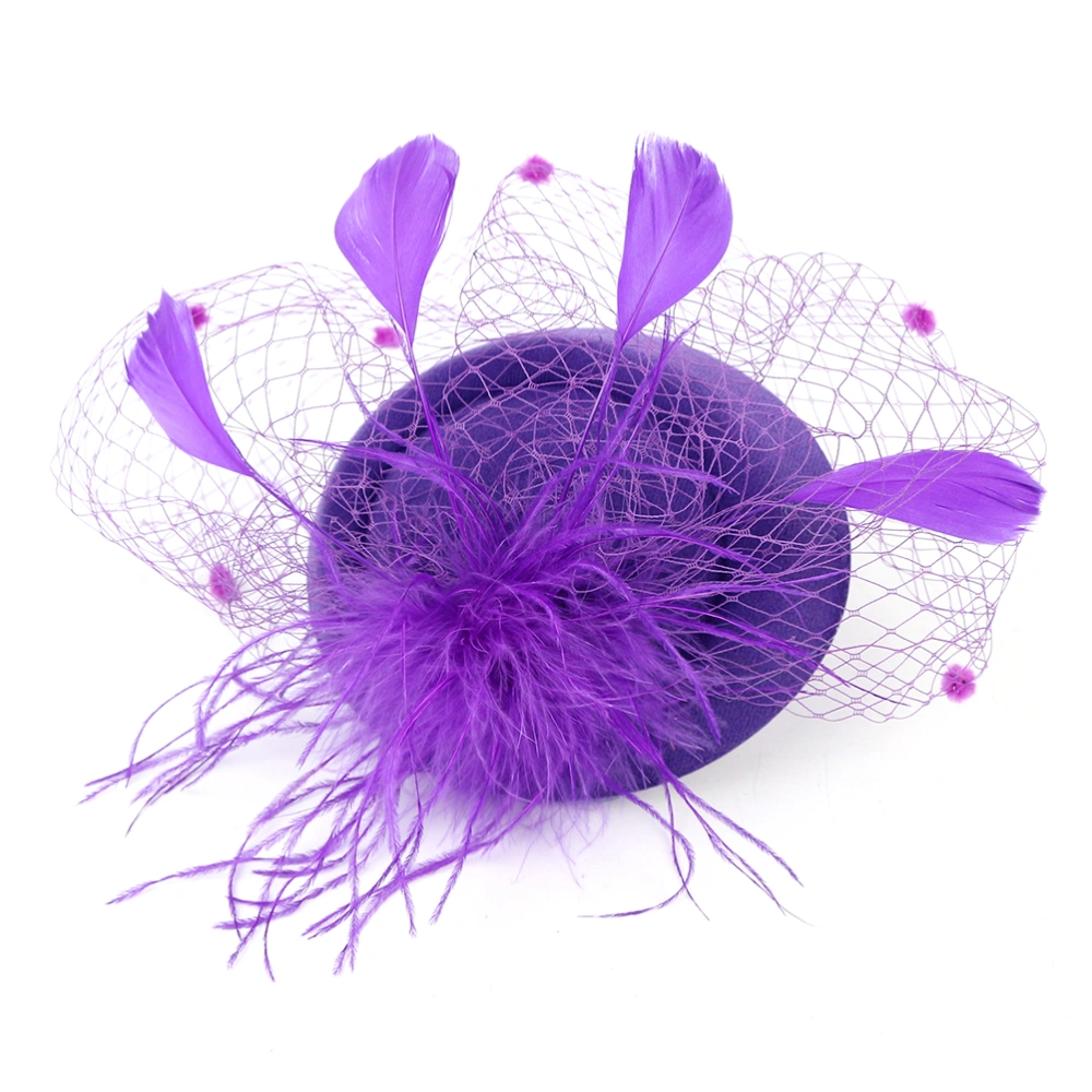 European American Style Hair Beret Hair Accessaries Bridal Gauze Headdress (Purple)