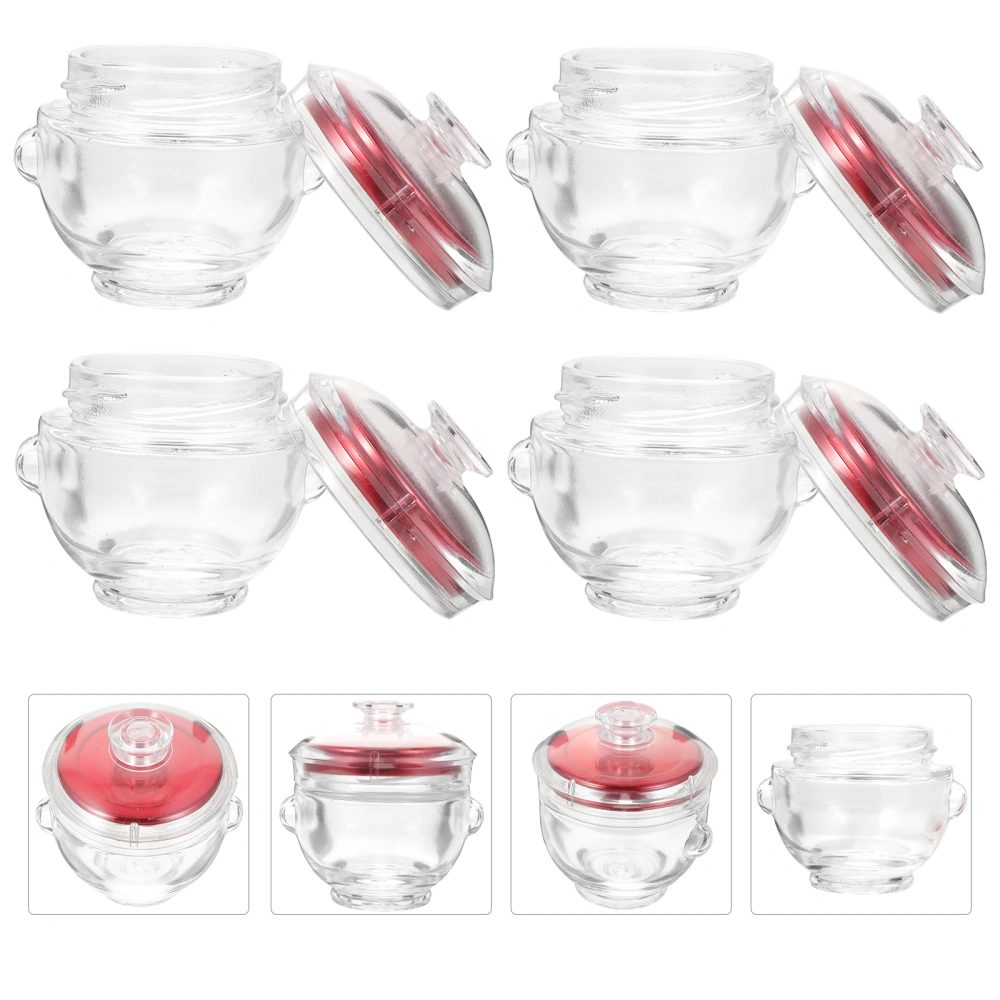 4pcs Household Sealed Glass Bottles Fresh-keeping Storage Containers With Lids (Red)