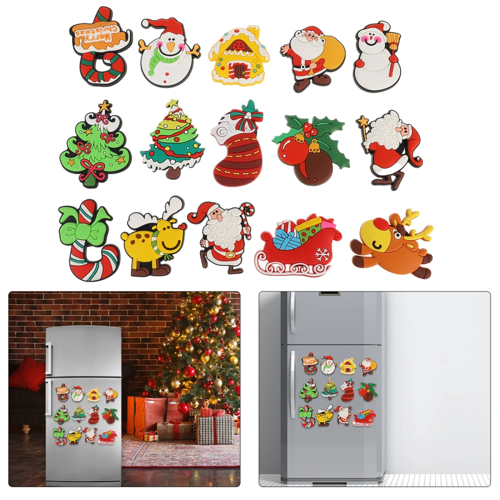 15pcs Christmas Refrigerator Magnet Cartoon Fridge Magnet Stickers Decals