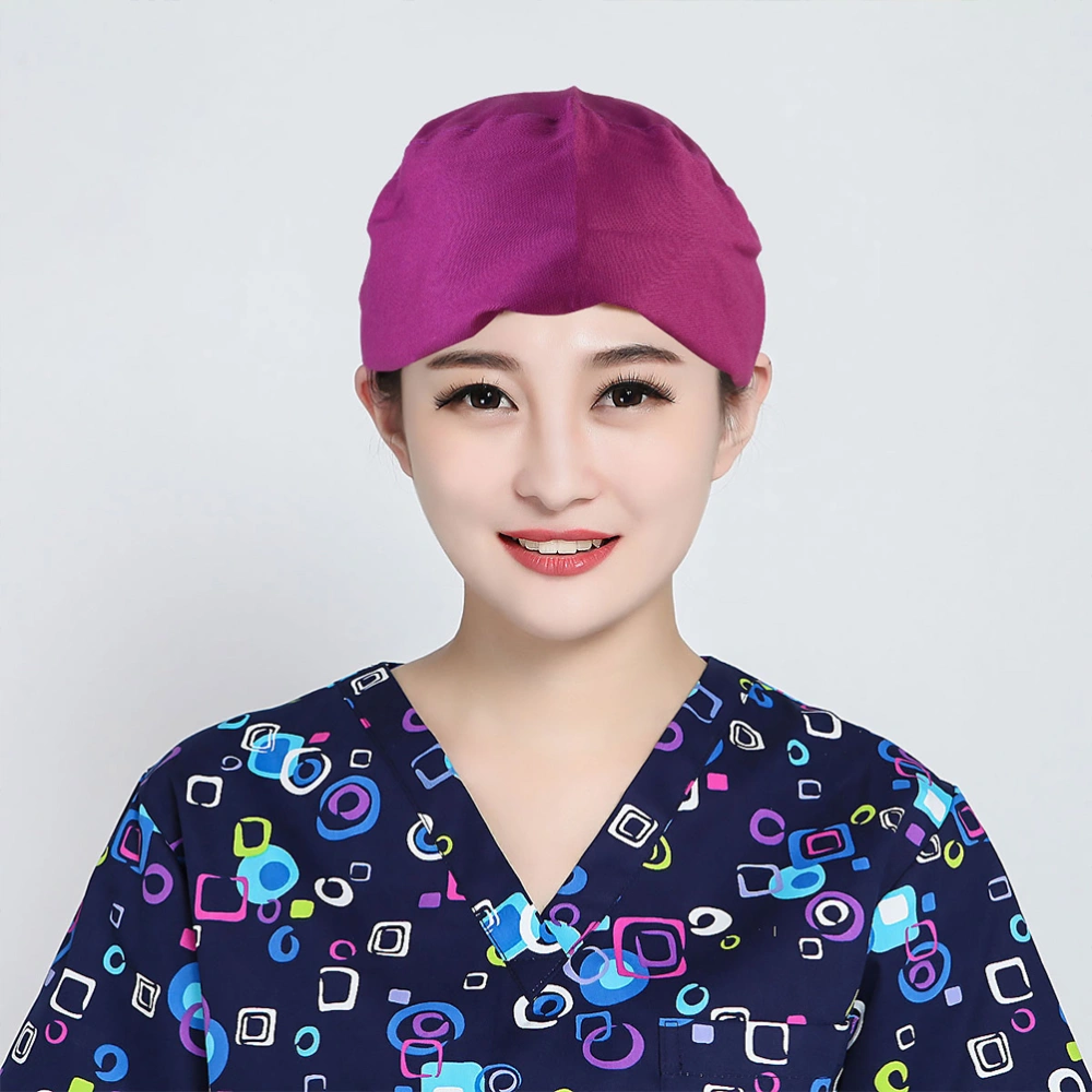 2pcs Solid Color Nurse Comfortable Doctor Working Working Hat Creative Headdress (Purple)