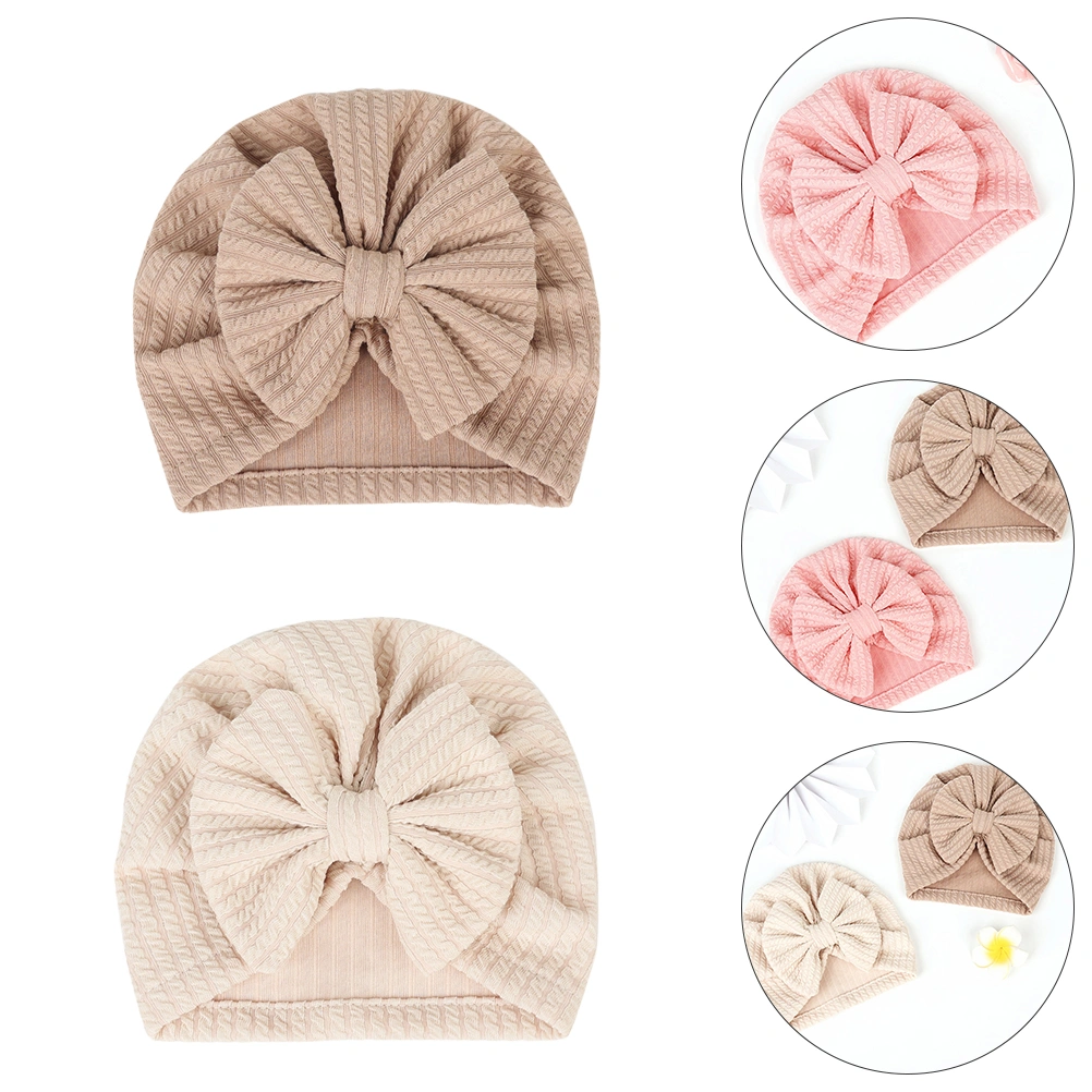 4pcs Winter Children's Warm Hat Elastic Bowknot Knitted Hat Comfortable Baby Hat