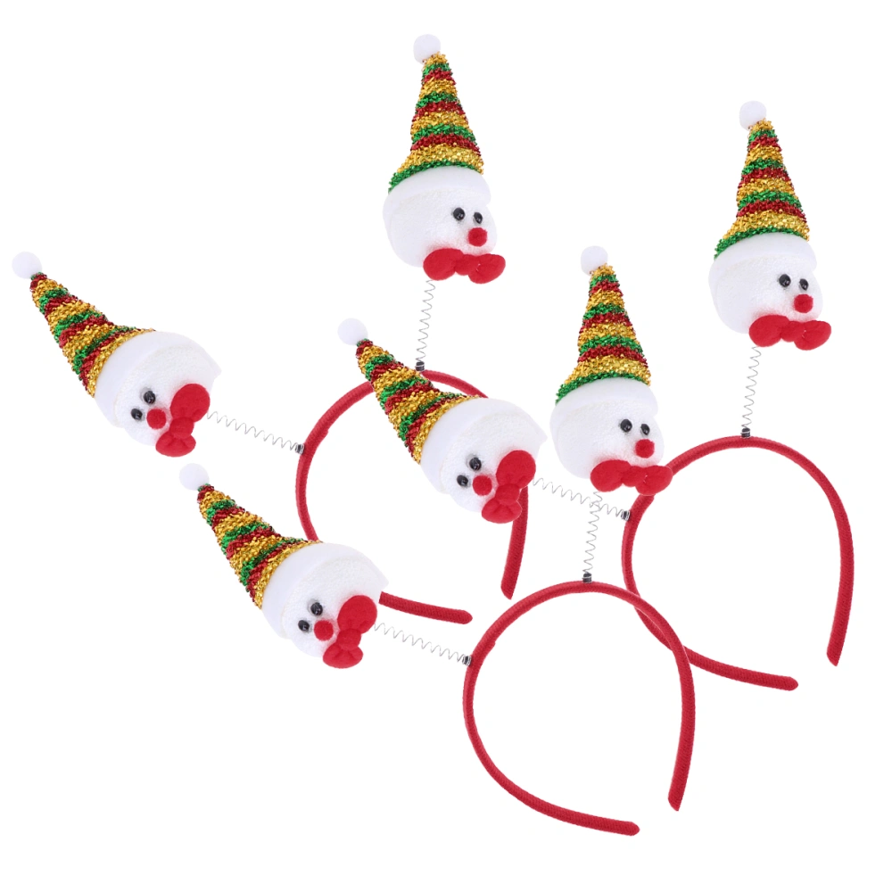 3pcs Spring Snowman Headband Festive Hair Bands Christmas Adorable Hair Hoops Snowman with Colorful Santa Hat Design Headdress Party Favors Decorations Supplies