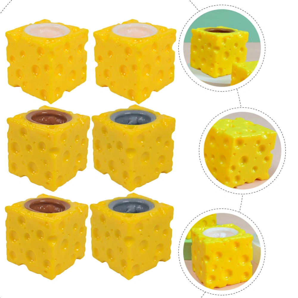 6Pcs Squeeze Mouse Toys Simulation Cheese Mouse Cups Lovely Decompression Toys