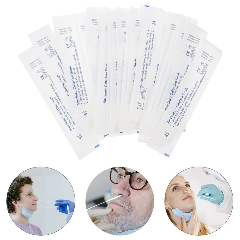 25pcs Nasopharyngeal Swabs Disposable Sampling Swabs Flocked Nasal Swabs