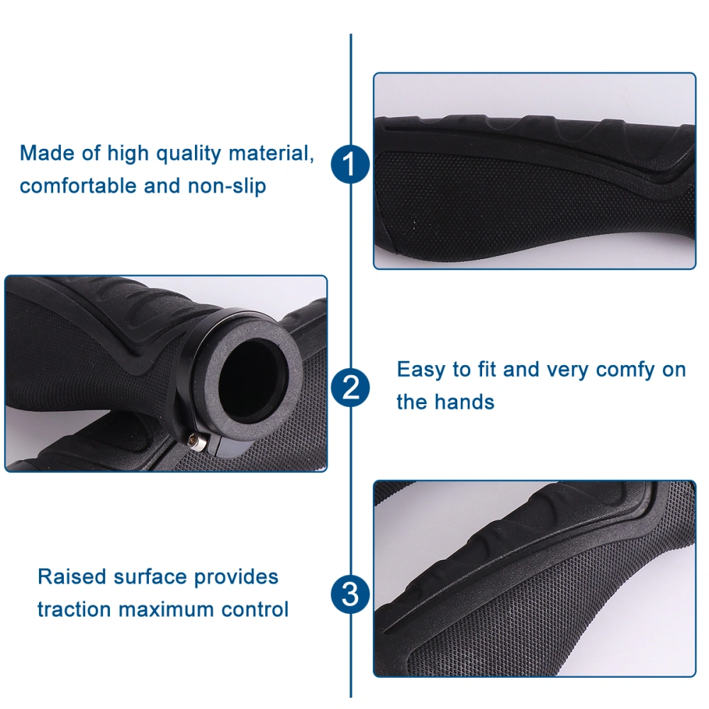 2pcs Comfortable MTB Handlebar Grips Rubber Anti-slip Bike Handlebar Cover Hand Grips (Black)