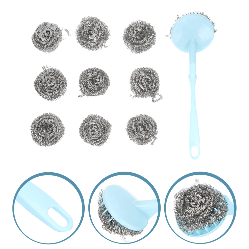 1 Set Pot Washing Tool Pot Metal Scrubber Pot Cleaning Brushes Pan Metal Scrubber with Handle