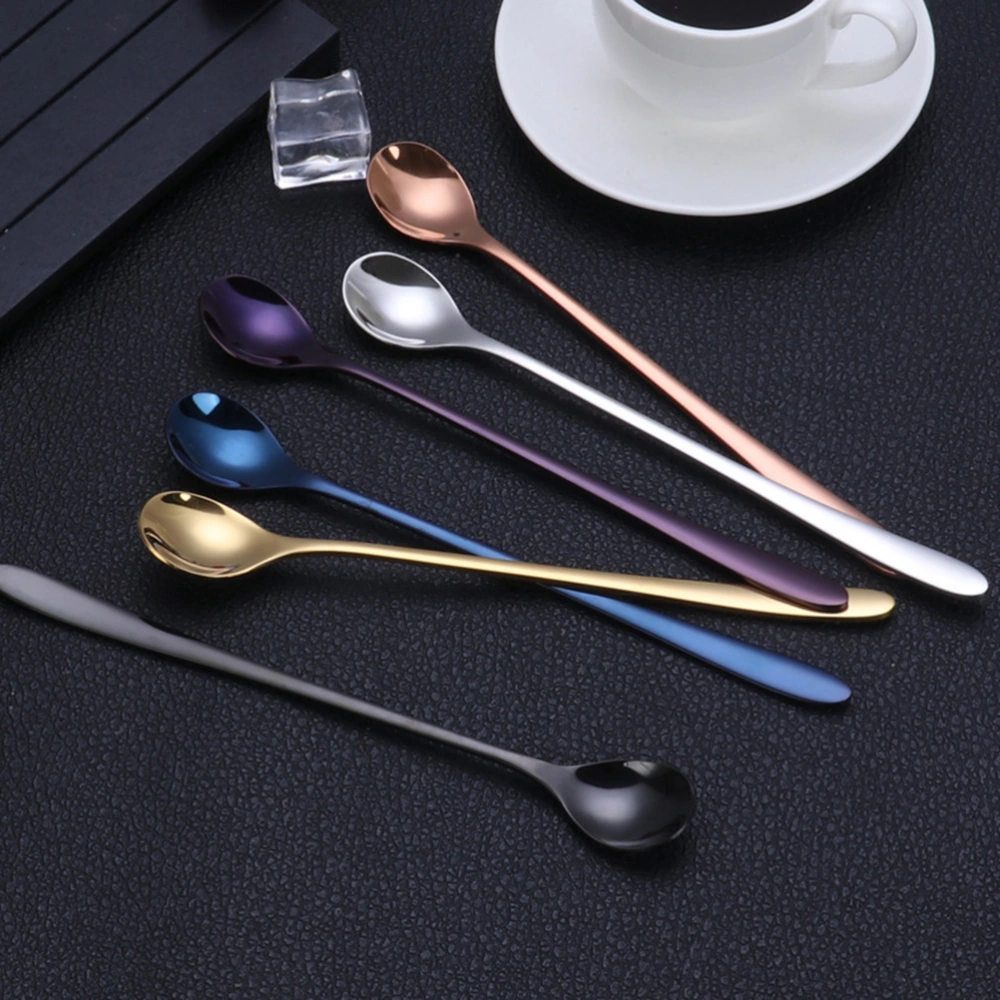 1pc Coffee Spoon Bar Stirring Spoon Drinking Straw Spoon Tea Stainless Steel Milk Coffee Stirring Kitchen Bar Accessory(Rose Golden)