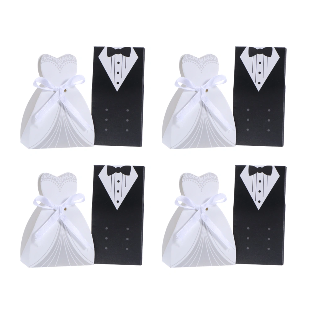 50PCS White Black Crteative Candy Boxes Bride Bridegroom Wedding Dress Patern Wedding Gift Boxes Party Supplies Chocolate Boxes (Random Pattern)