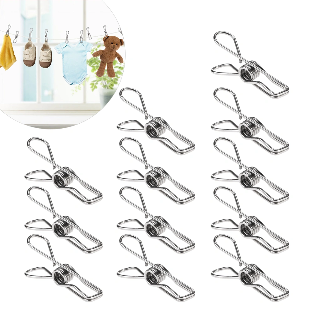 ROSENICE 20pcs Multipurpose Stainless Steel Clips Clothes Pegs Holders (Silver)