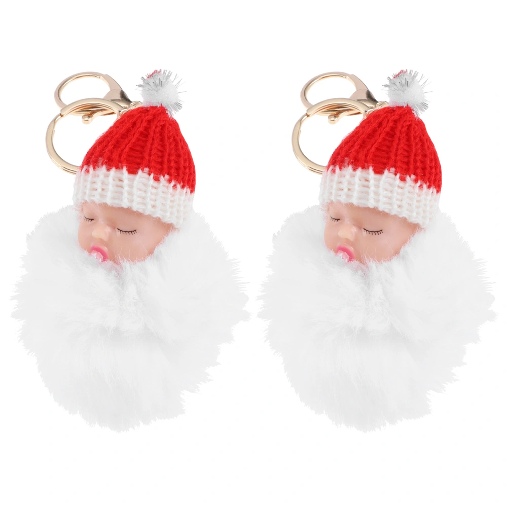 2pcs Faux Fur Ball Key Circle Pompom Key Holder Faux Fur Ball Key Chain Pendant