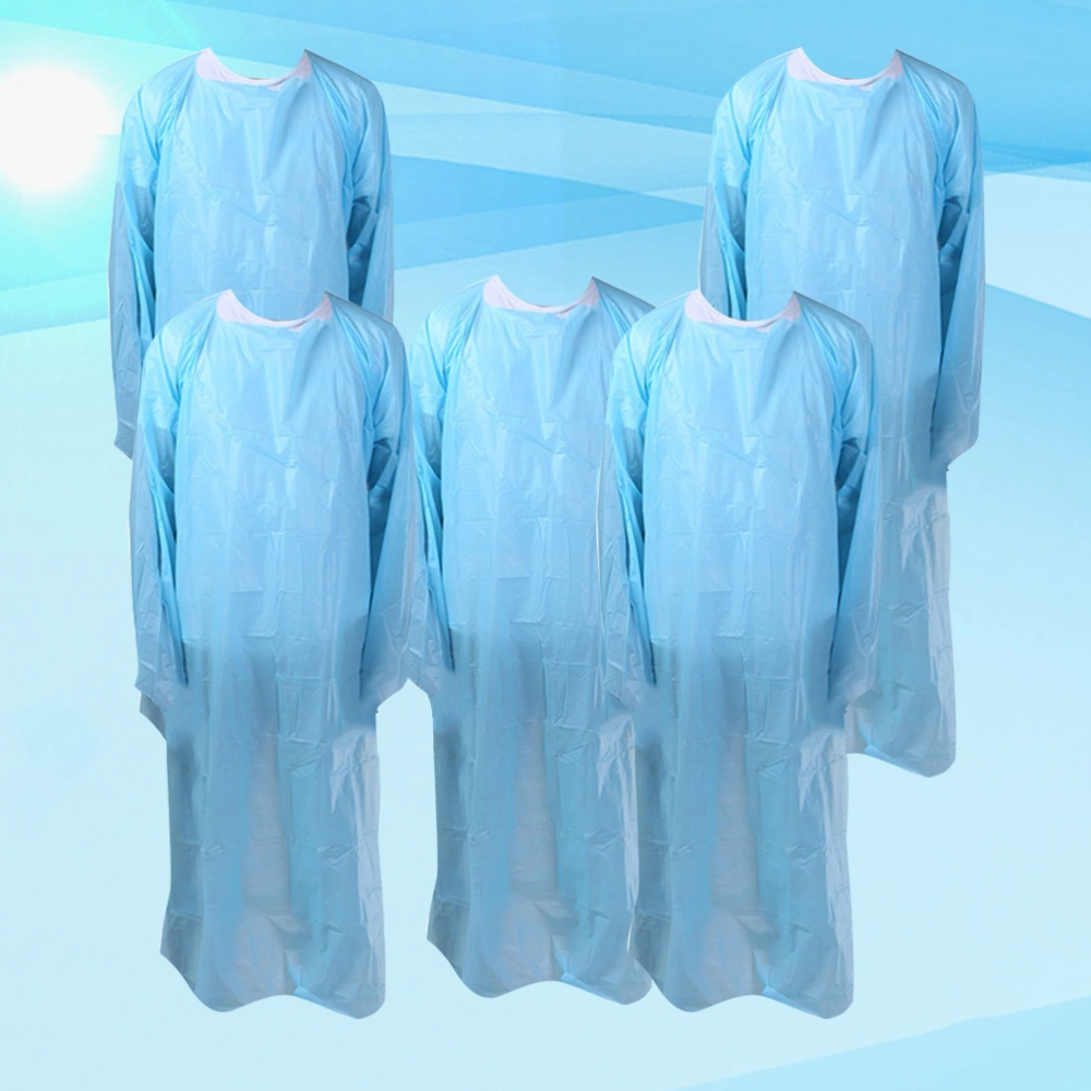 5Pcs Disposable Apron Household Waterproof Apron Plastic Apron Housework Apron Blue