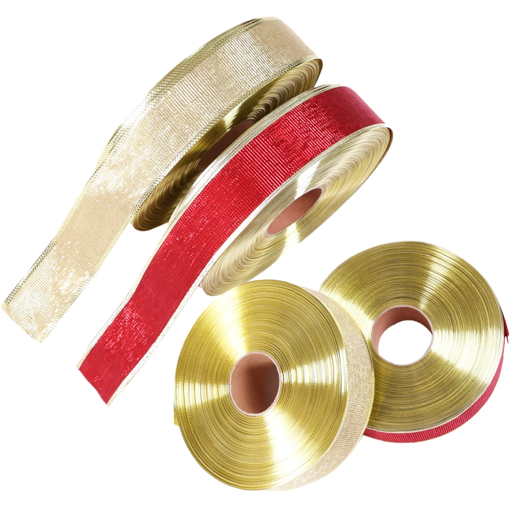 4 Rolls Christmas Ribbon Wrapping Ribbon Gift Packing Gift Decorative Ribbon