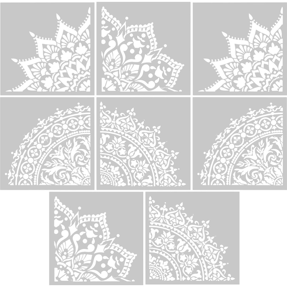 8pcs Hollow Out Pattern DIY Floor Tile Stencil Reusable Wall Painting Template Graffiti Stencils