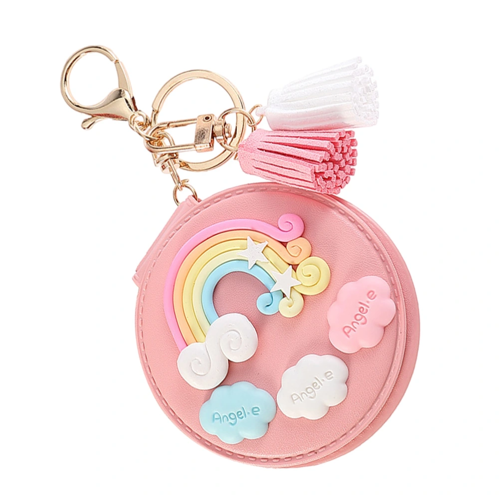 1Pc Tassel Rainbow Mirror Pendant Creative Mirror Keychain Unique Bag Pendant