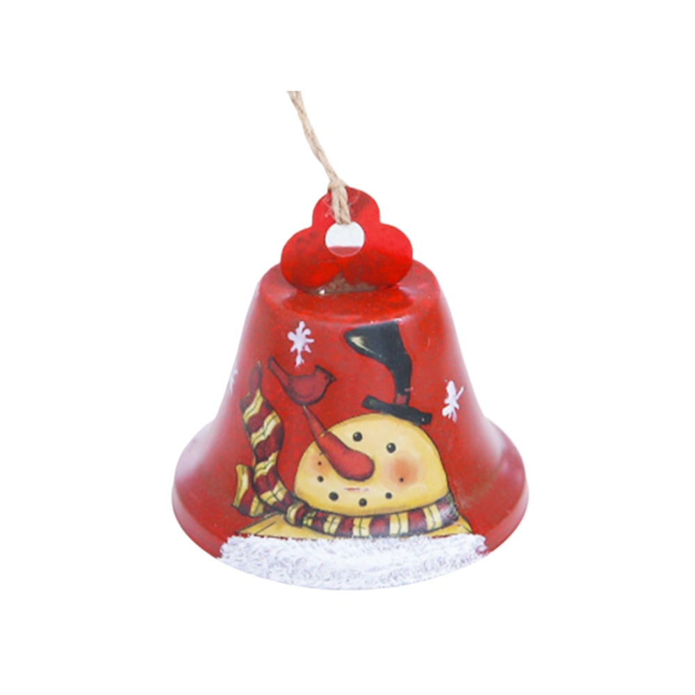 2pcs Iron Bell Hanging Ornament Creative Christmas Pendant Party Supplies (1pc Red Santa Claus, 1pc Red Snowman)