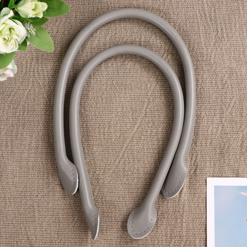 1 Pair 40cm Cowhide Leather Handbag Handles DIY Sewing Tote Bag Replacement Flap End Strap Thicken Sewing Belt (Grey)