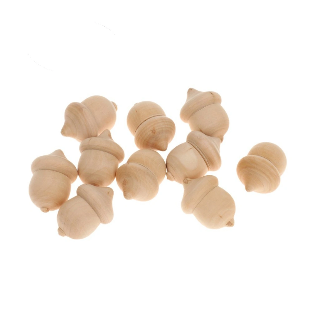 10 Pcs Wood Acorns Unfinished Wood DIY Craft Wedding Party Ornaments Decorations