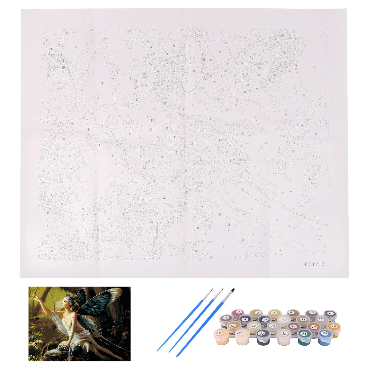 1Pc Digital Painting DIY Flower Fairy Pattern Hand-Painted Oil Decorative Frameless Craft Painting (Beige)