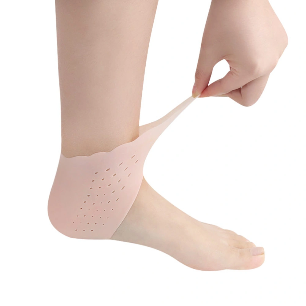 2 Pairs Women Thin Heel Protective Sleeve Lace Heel Socks Foot Care Protector Sleeves for Cracked Skin and Heel Pain (Pink)