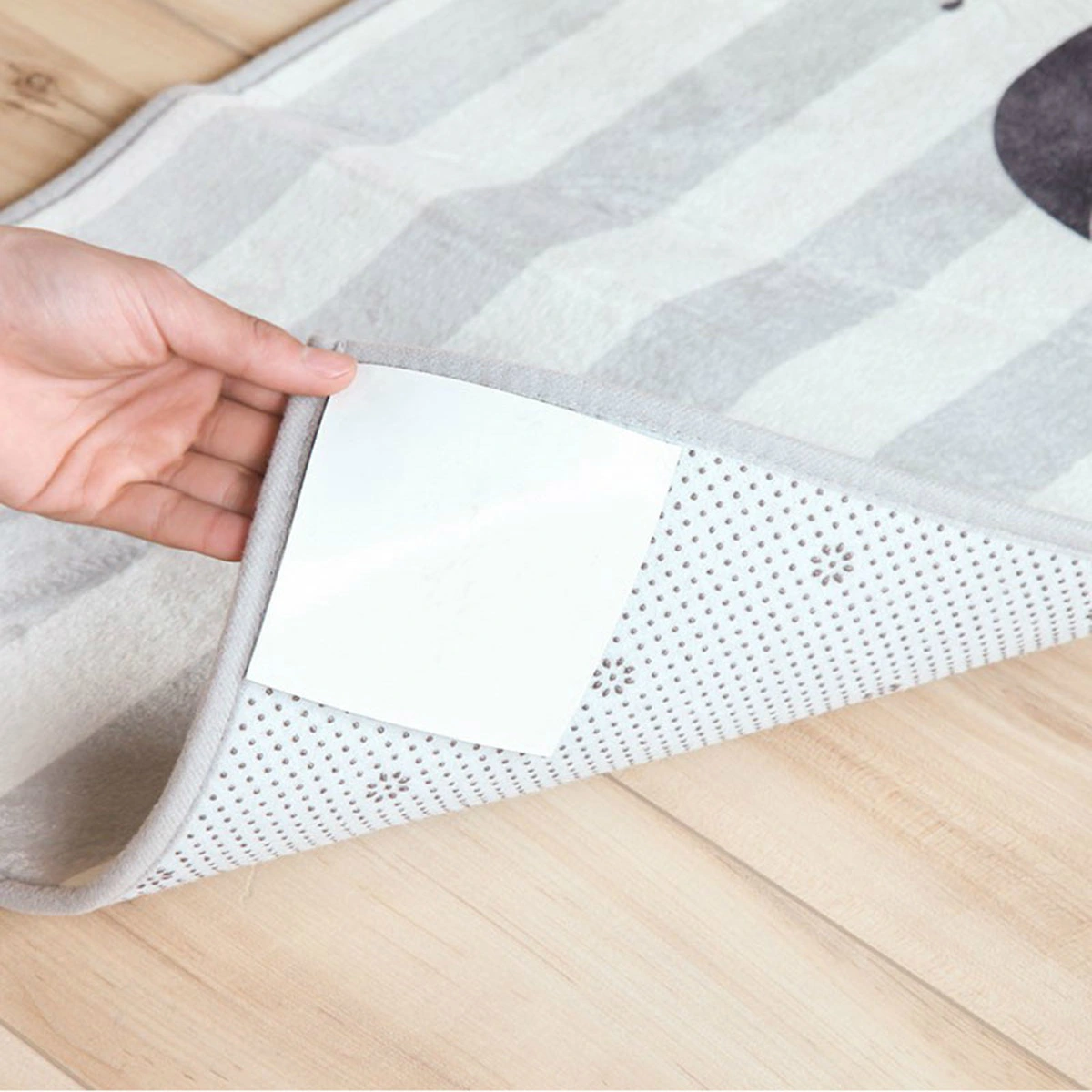 12Pcs Square Rug Gripper for Carpet with Double Sided Non-slip Adhesive Hook and Loop