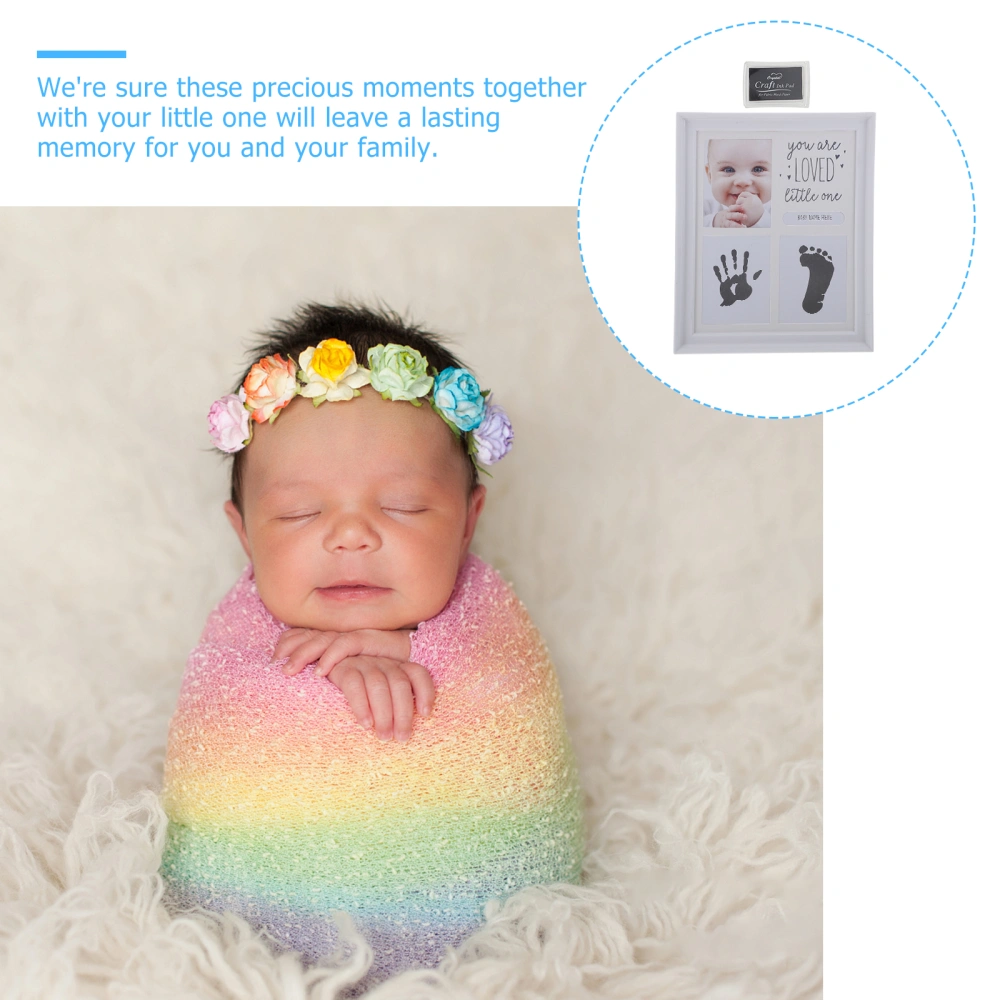 1 Set Baby Handprint Ink Pad Photo Frame Newborn Baby Shower Gift for DIY