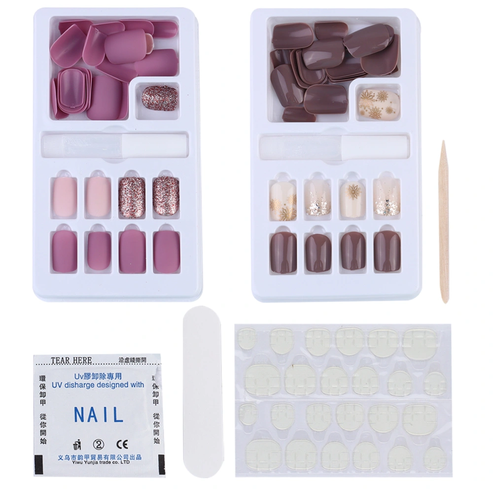 2 Box/60pcs Detachable Nail Art Sticker Reusable Manicure Decor Women Girls Nail Sticker Beautiful Nail Decals (1 Box/30pcs, Mixed Type 2)