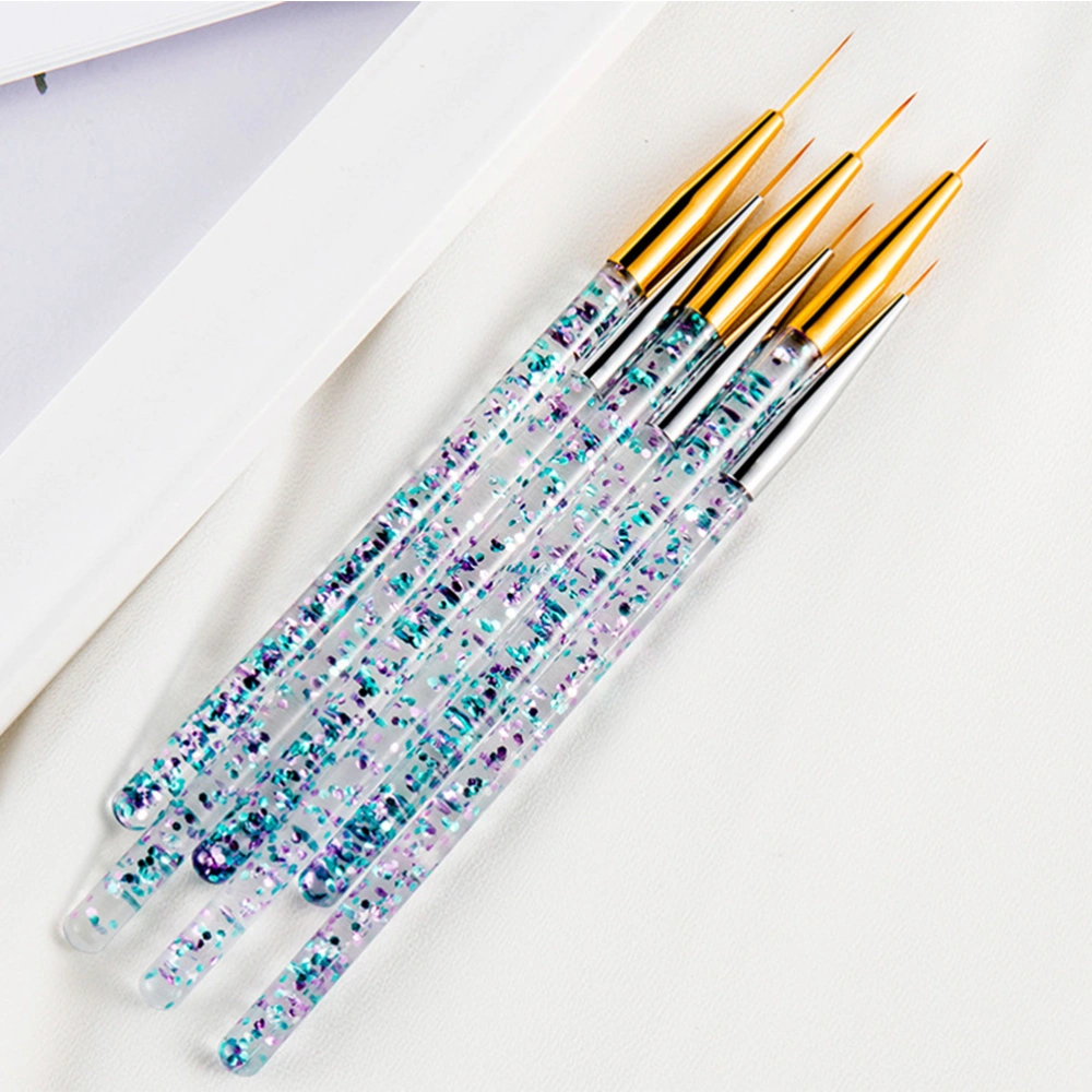 6Pcs Nail Art Painting Pen Carving Sequined Rods Brush Pen Drawing Manicure Tools (Silver Rods and Golden Rods for Each 3Pcs)