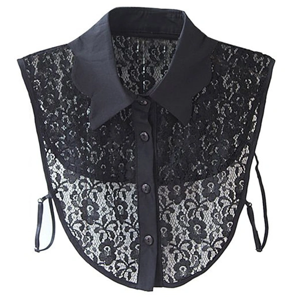 Fashion Women's Girls Lace Style Half Shirt Blouse Detachable Collar Removable Choker (Black)