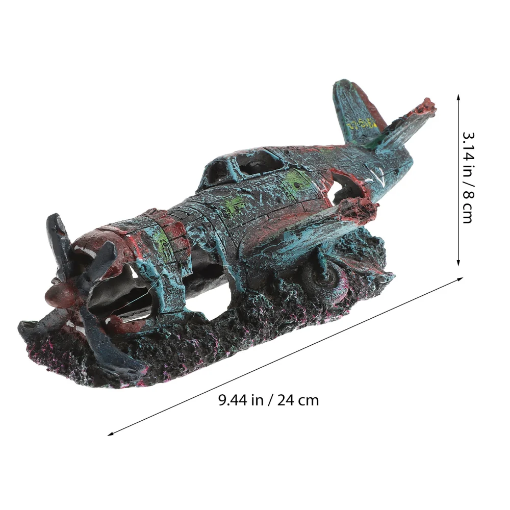 Resin Craft Fish Tank Plane Artificial Plane Wreckage Decor Aquarium Landscape Ornament (Size S)