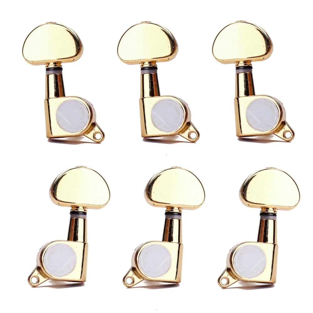 6 PCS 3L3R Sealed Electric Guitar String Tuning Pegs Tuners Machine Heads with Mounting Screws Ferrules Bushings for Acoustic Electric Guitar (Golden/ Half Round)