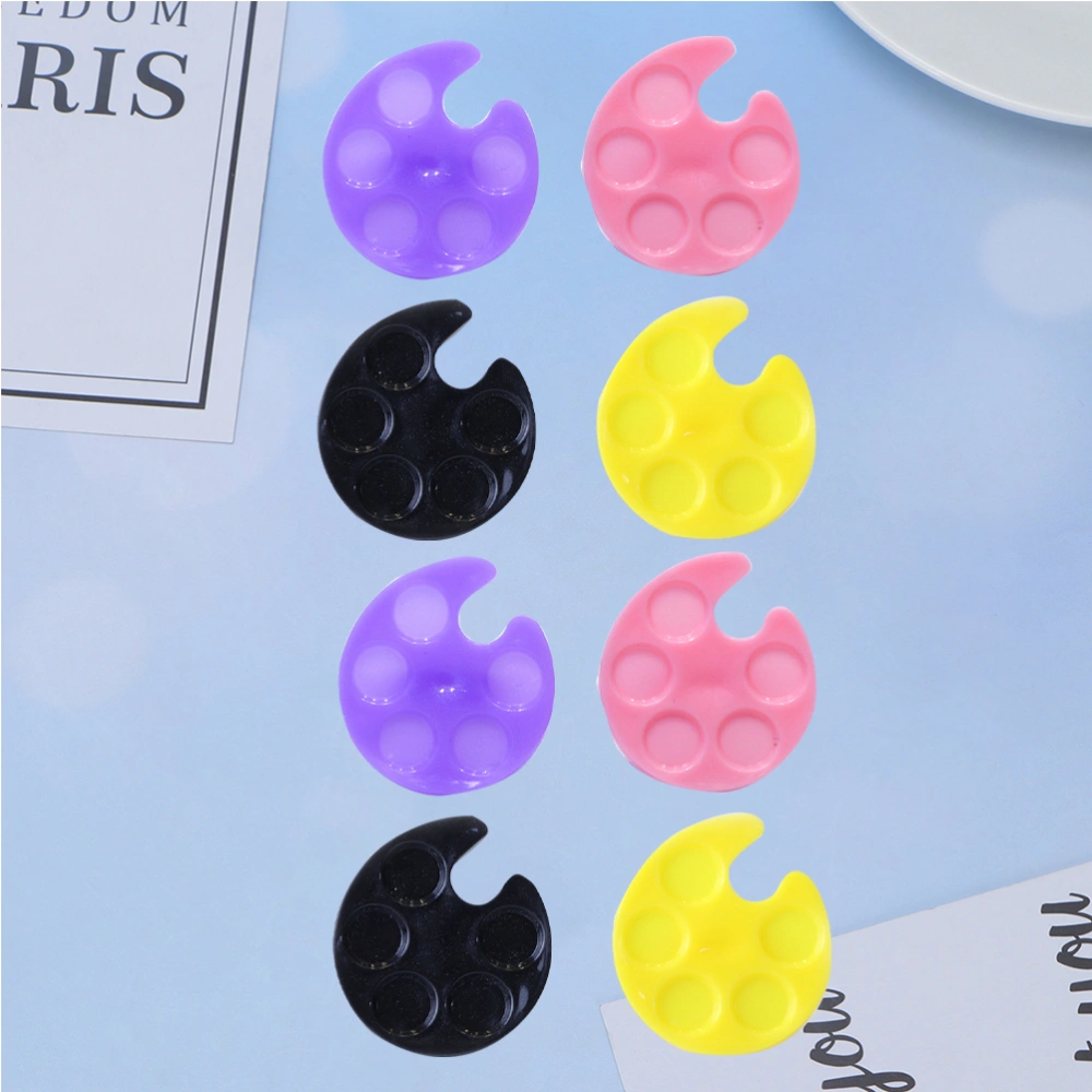 1Set 8Pcs Nail Art Tray Mini Manicure Nail Art Nail Polish Mixer Hold Ring Design Tray Ring (Mixed Color)