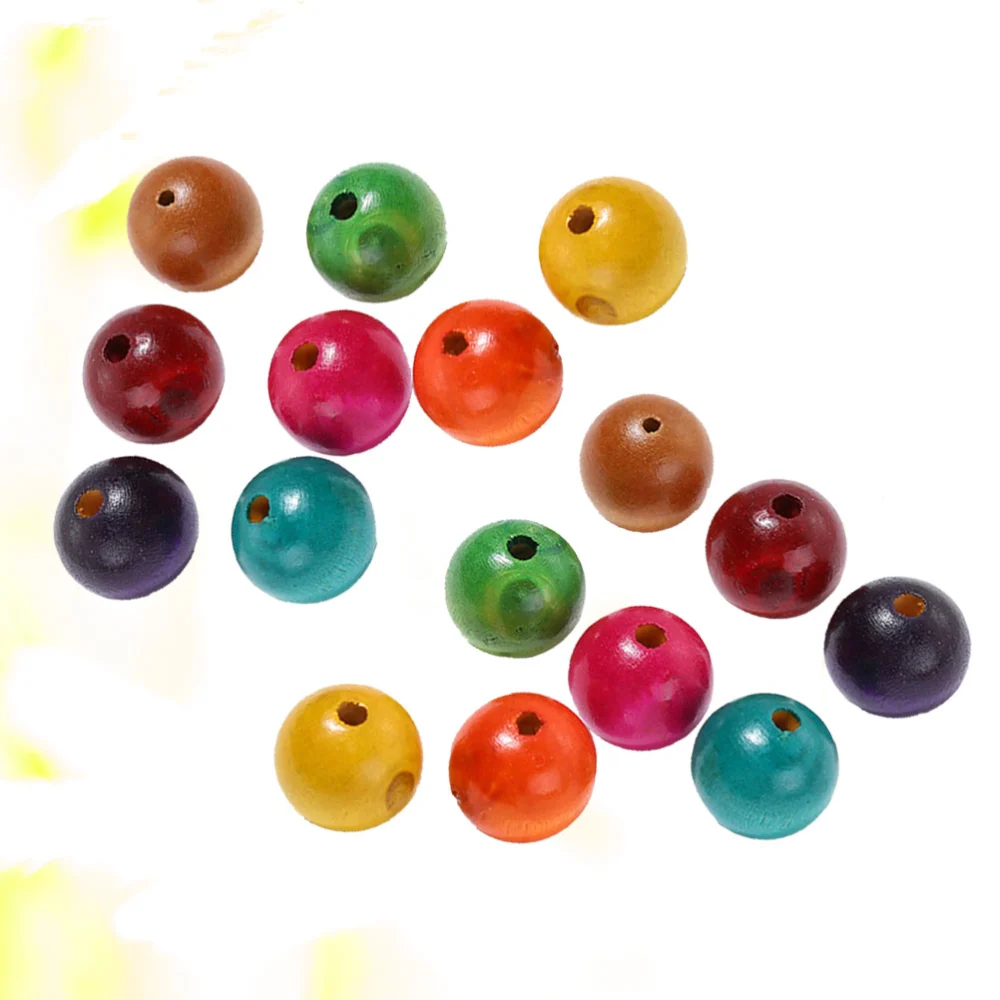 200pcs Fashion Wooden Beads 12mm Diameter Round Beads DIY Craft Beads Creative DIY Accessories for Girls