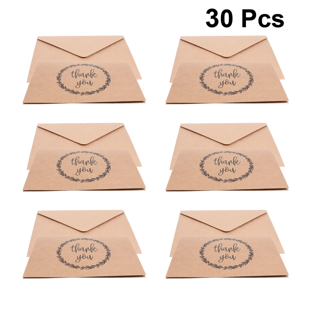 30pcs Kraft Paper Thank You with Envelope Retro Writing Storage Envelopes for Scrapbooking Letter