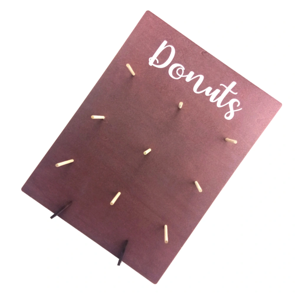 1PC Wooden Donuts Display Rack Country Style Party Donuts Shelf Adornment Creative Wooden Crafts Decor for Wedding Birthday (Brown)