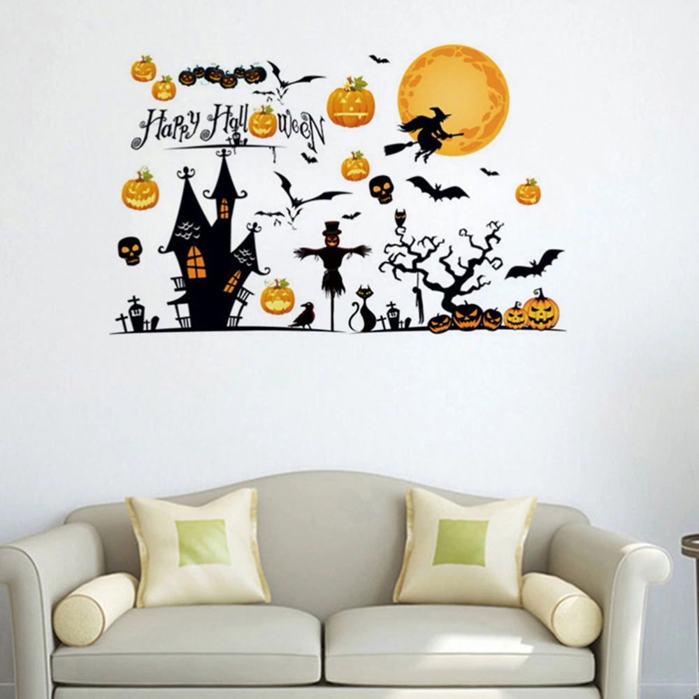 1 Set of Halloween Glass Windows Clings Wall Sticker Decal Scary Halloween Ornament