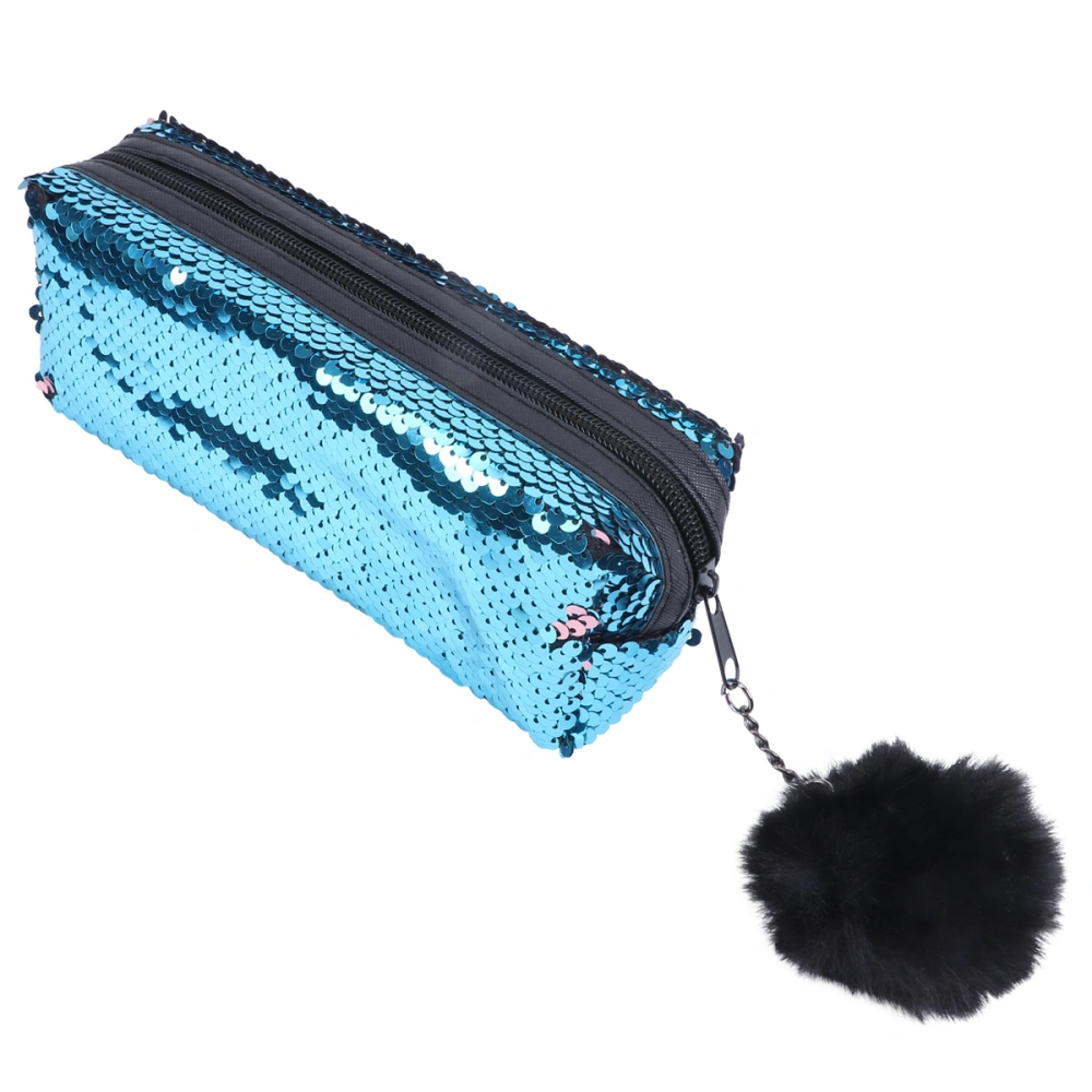 1Pc Sequined Pencil Bag Mermaid Style Pencil Case Stationery Storage Bag