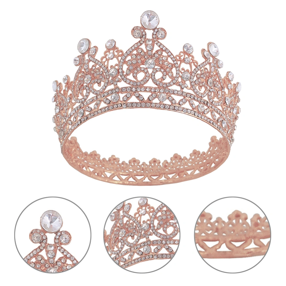 1Pc Alloy Rhinestone Hair Piece Lovely Crown Creative Hair Adornment (Rose Gold)