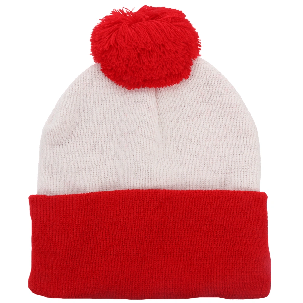 1pc Red White Two Tone Knit Winter Beanie Hat Christmas Color Wool Hat