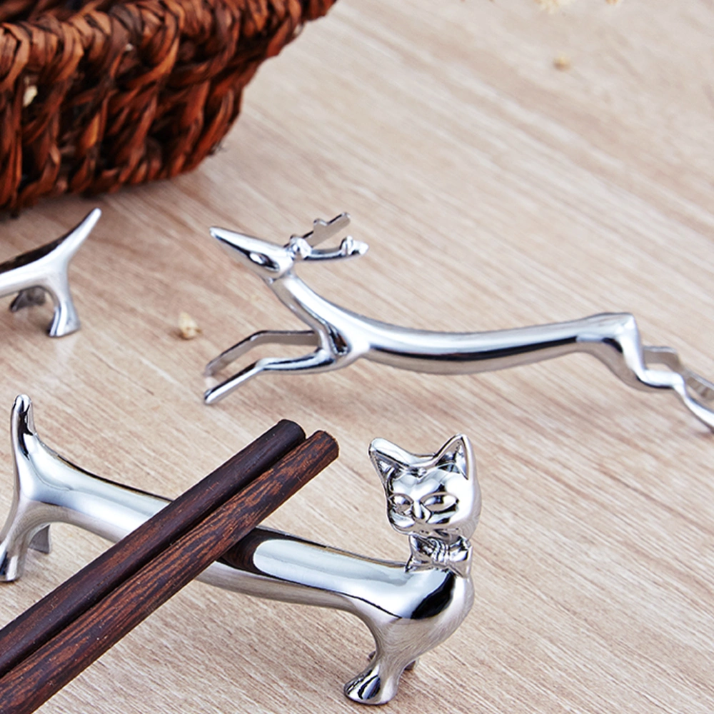 2pcs Deer Shaped Chopsticks Rest Silver Animal Chopsticks Stand Rack Spoon Fork Holder for Home Hotel