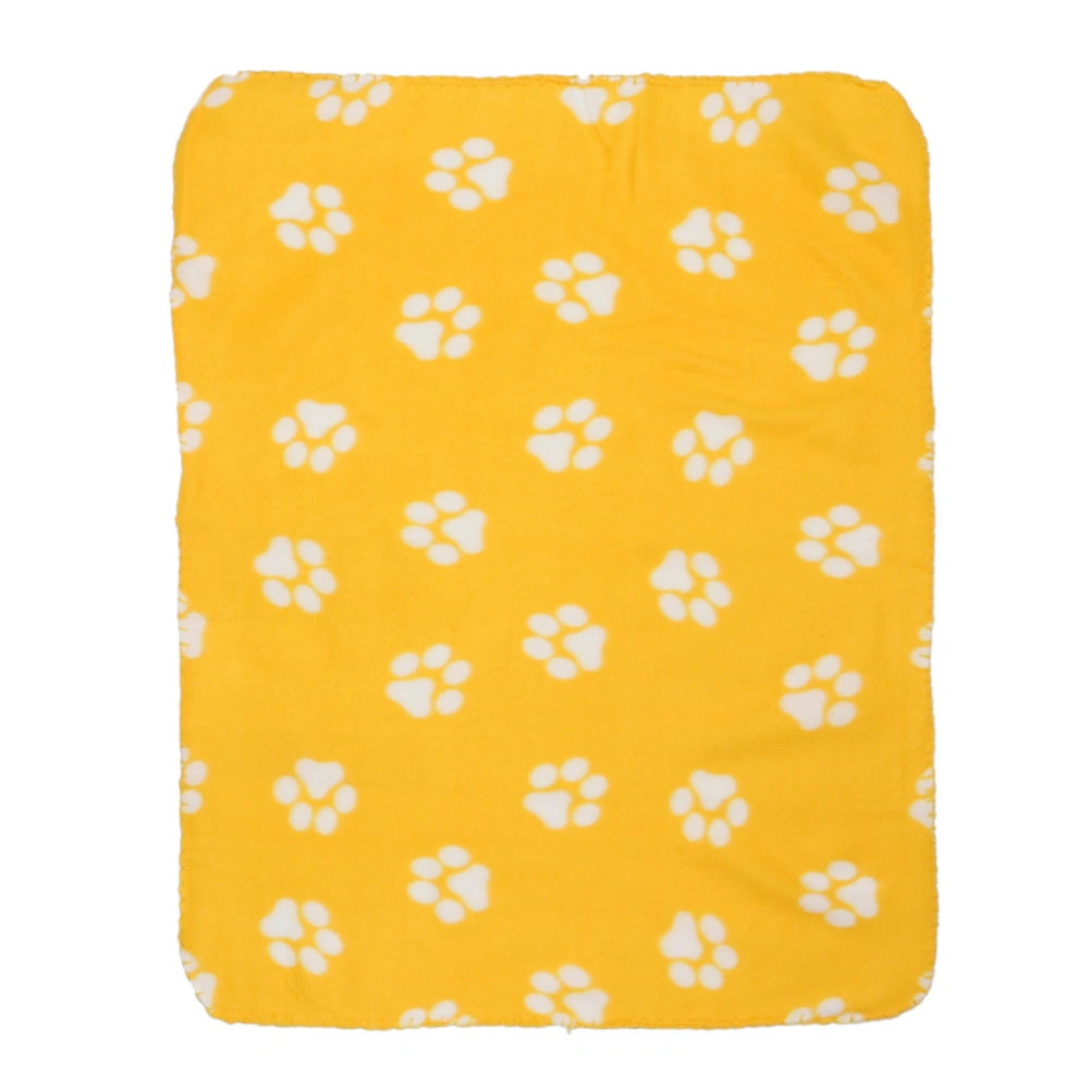 Pet Blanket for Dog Cat Animal Paw Double-sided Fleece Blankets All Year Round Puppy Kitten Bed Sleep Mat 60x70cm (Yellow Background with White Paws)