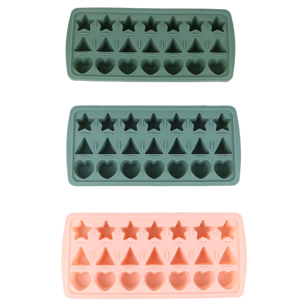 3pcs Creative Star Ice Mold Silicone Ice Box Delicate Ice Mold Ice Maker Ice Making Mold Heart Triangle Ice Grid for Home Shop Kitchen Bar (Apricot Pink + Gray-blue + Green)