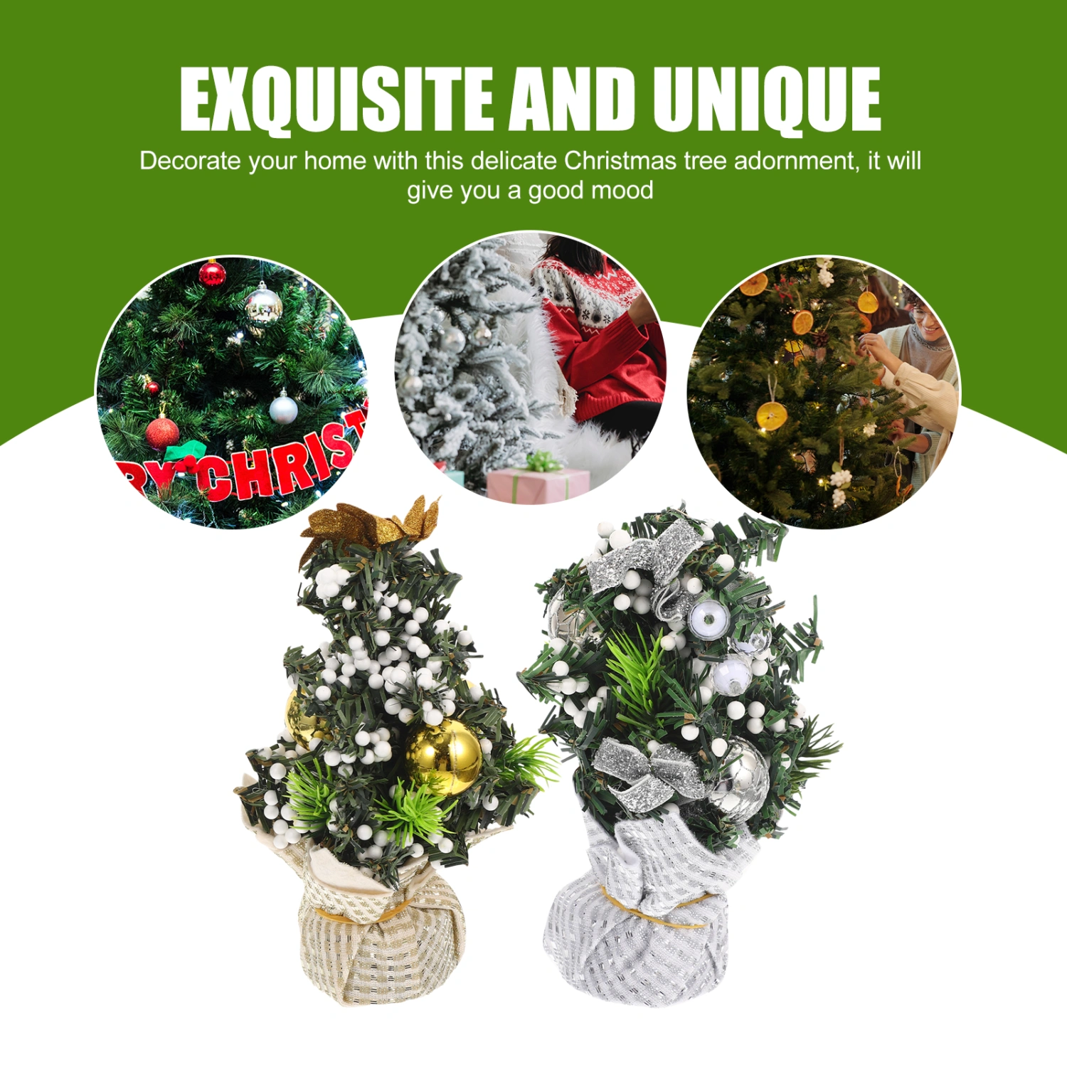 2pcs Mini Christmas Trees Artificial Tabletop Christmas Trees Small Christmas Trees