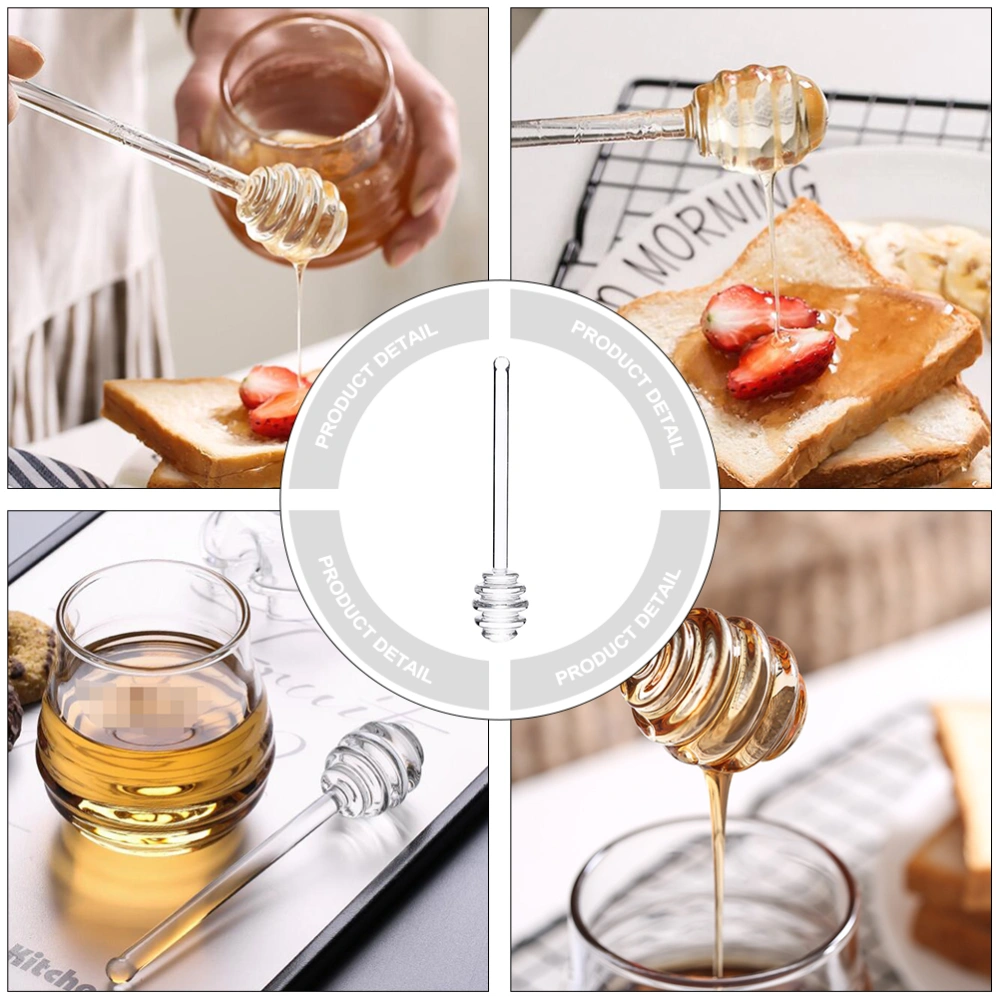 1Pc Solid Glass Honey Stirring Stick Coffee Jam Stirring Stick Honey Dipper