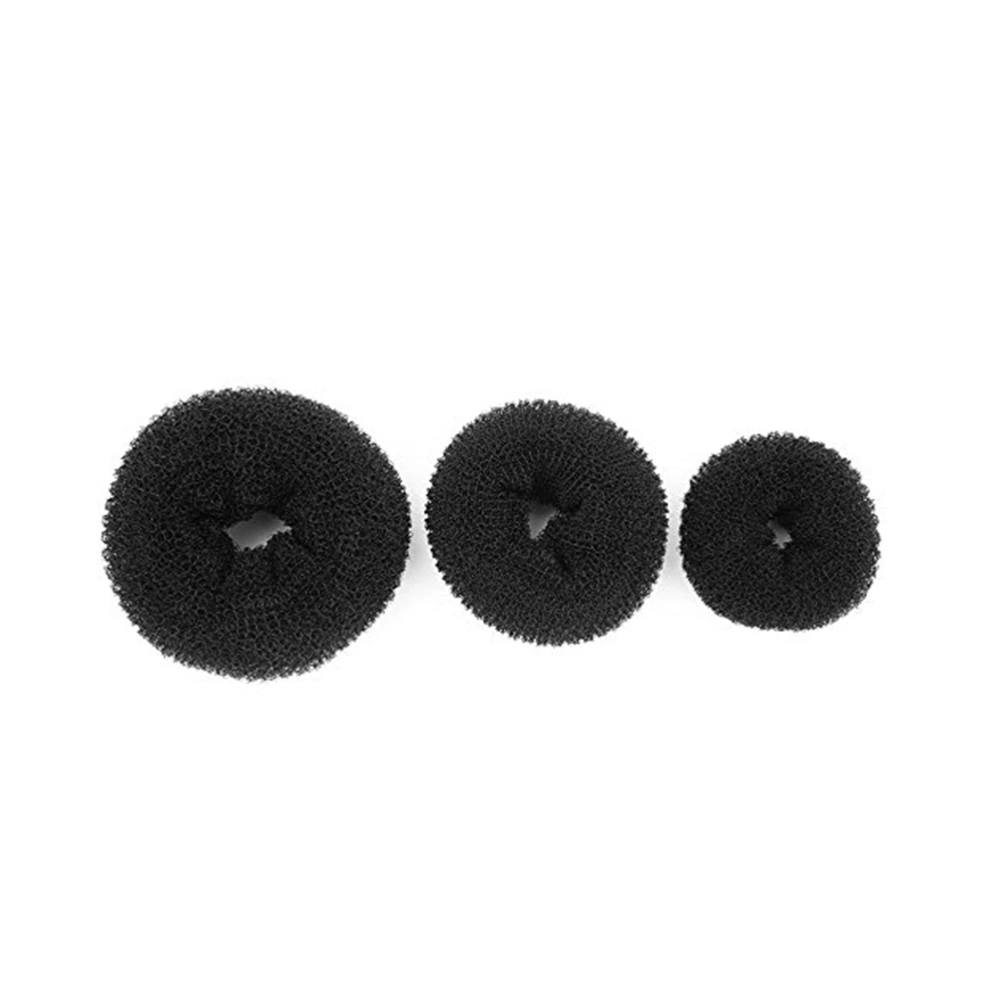 3pcs Hair Donut Bun Maker Hair Ring Styler Maker Round Chignon for Women (Black)