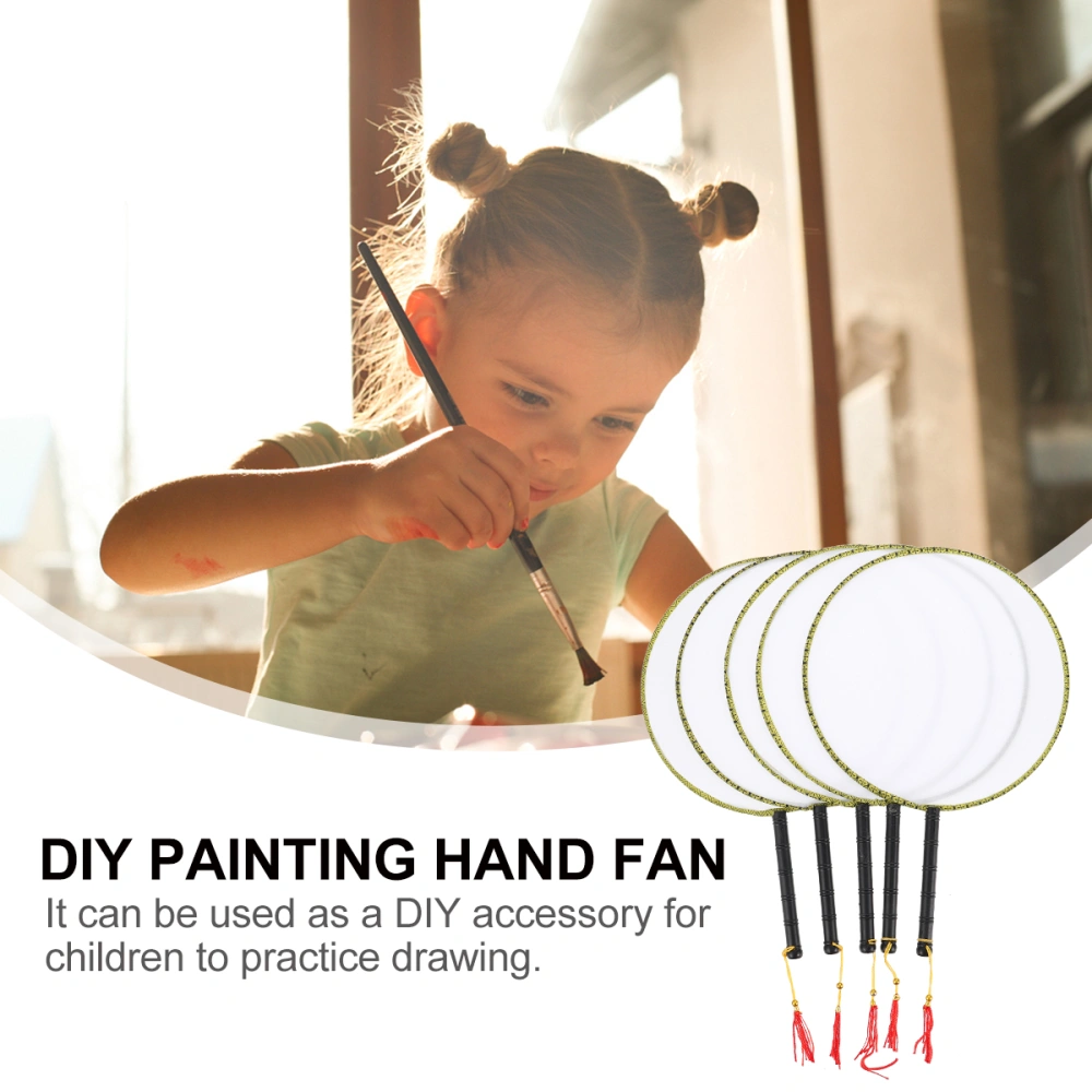 5Pcs  DIY Painting Fan Round Hand Fan Kids Drawing Toy Educational Plaything