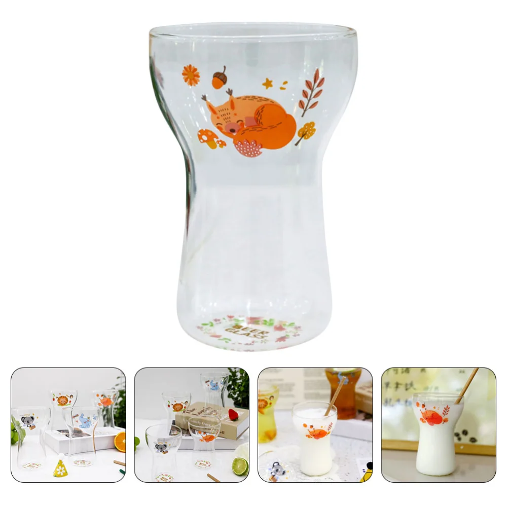 Glass Liquor Cup Juice Glass Clear Liquor Glasses Cartoon Pattern Glass Drinking Glass