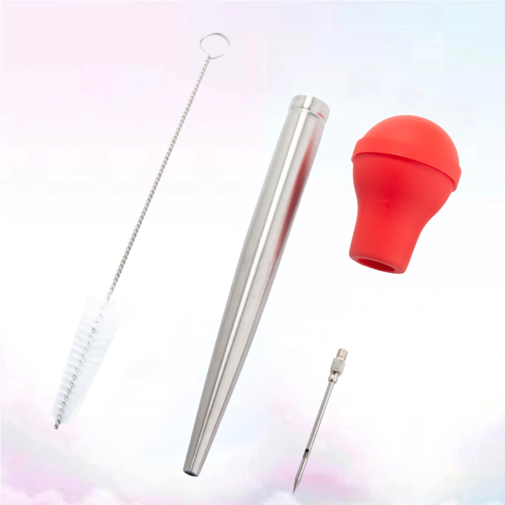 1 Set Turkey Baster Turkey Seasoning Pump Drip Kitchen Oil Driping Tube Barbecue Tool with Cleaning Brush for Home Restaurant Kitchen (Red)