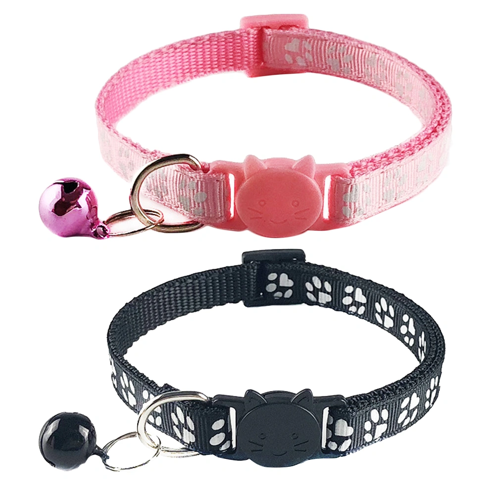 5PCS Pet Bell Collar Adjustable Pet Neck Jewelry Stylish Cat Tie Collar Sturdy Neck Ring Practical Pet Supplies for Cat Kitten (Yellow, Black, Pink, Sky Blue, Light Green)