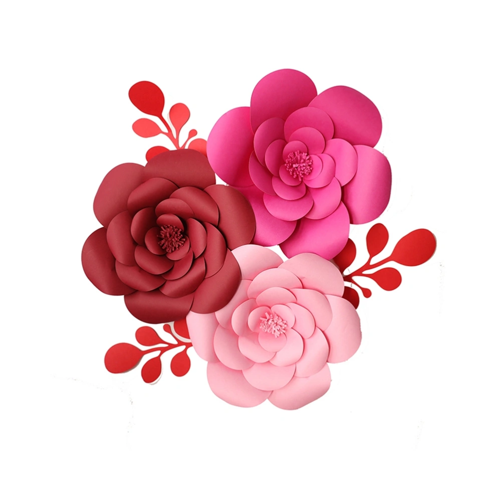 1PC 20cm 3D Paper Flower Wall Decor for Party Home Wedding Backdrop Decoration (Wine Red)